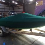 Green Cover for Speed Boat — Custom-Made Tarps in Dubbo, NSW